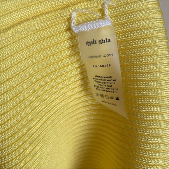 Cult Gaia Enzo‎ Strappy Cutout Knit Maxi Dress Size Large Ribbed Yellow - Picture 11 of 15